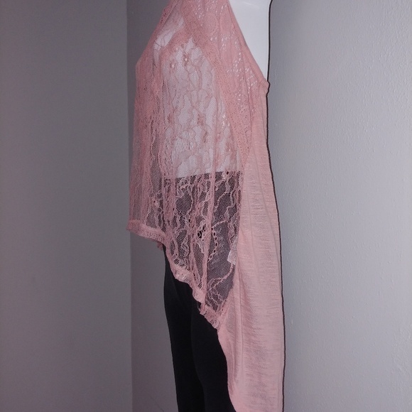 Pink Textured Sheer Hi Low Sleeveless Shirt - Picture 2 of 2